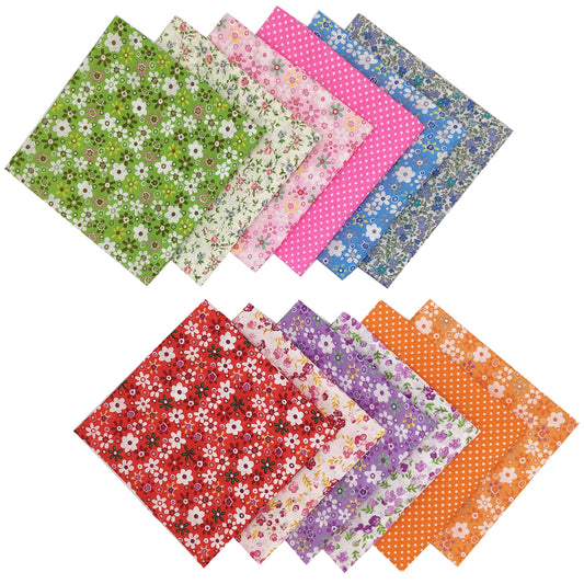 12Pcs (2 size Options) Fat Quarters Fabric Sewing Colors Patterns Quarter Precut Fabrics for Quilting Squares Cotton Material Patchwork DIY