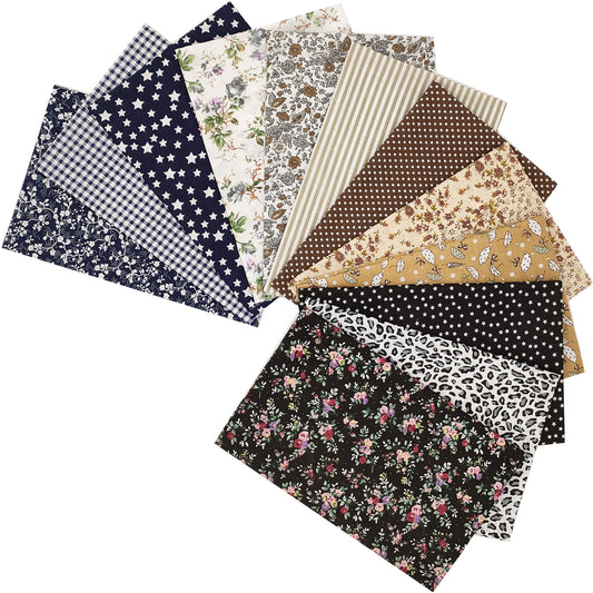 12 Pcs (2 Size Options) Fat Quarters Fabric Bundles Sewing Patterns Quarter Precut Fabrics for Quilting Squares Cotton Material Patchwork DIY